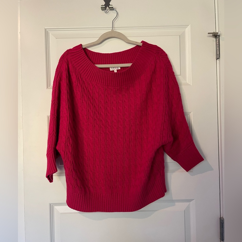 TCEC- Hot Pink- Off the Shoulder Sweater- Size Large